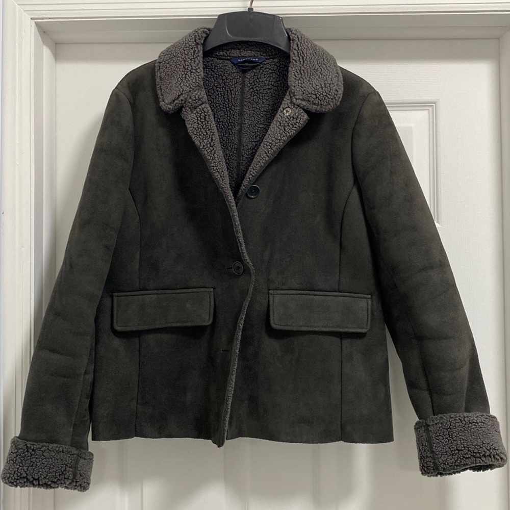 Lands End Sherpa suede jacket. Size S
